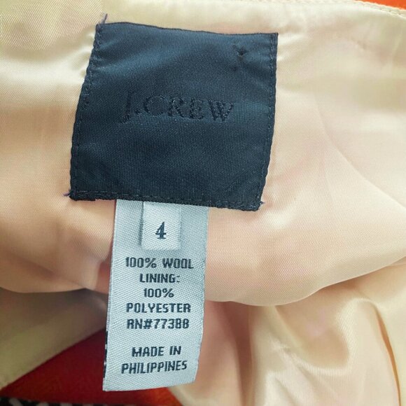 J. Crew Burnt Orange, Herringbone, Midi, Wool Skirt w/ Decorative Buttons, Sz 4 - Picture 10 of 11